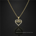 Presentes para mamãe Gold Heart Shape Copper com REAL 18K Gold Crystal Name Jóia Colar Mom